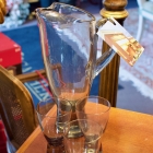 Modern bluish gray pitcher w/ 3 glasses