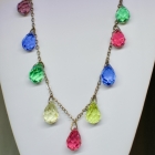 Multi color crystal briolettes necklace
