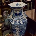 Hexagonal blue & white vase