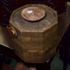 Wood ice bucket w/ leather handle