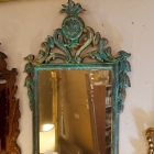 Carved wood verdigris finish mirror