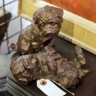 Pair of bronze dog sculptures