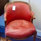 French small cane chair w/ leather seat