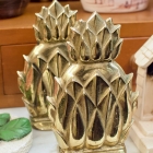 Pineapple brass bookends
