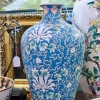 Tall blue & white turquoise vase