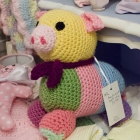 Hand crochet multi color piglet