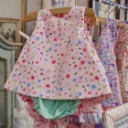 Cotton print top & bloomers