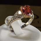 18K white & yellow gold pink tourmaline ring w/ diamonds