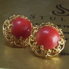 18K gold coral earrings