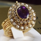 19K gold amethyst & pearl ring / bracelet