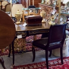 French desk w/ leather top & leather chair