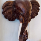 Wood carved elephant wall hanging