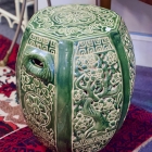 Green reticulated ceramic garden seat