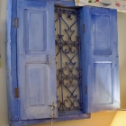 Provincial blue Spanish window grill & shutters w/ latch