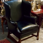 Black leather “Walker” wingback arm chair