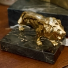 Vintage brass lion on marble base