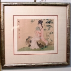 Vintage framed Japanese geisha