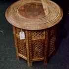 Vintage teakwood & brass inlay stand