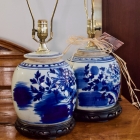 Blue & white lamp pair