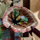 Begonia leaf majolica dish