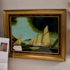 Reverse painting on glass - sailing boat