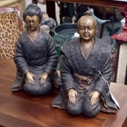 Pair of bronze Japanese figures