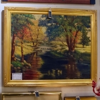 Vintage impressionist autumn landscape; oil on canvas