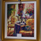 Modern impressionist interior scene oil on canvas