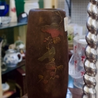 Vintage wood vase w/ copper insert