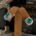 Circa 1890s platinum, diamond & emerald earrings