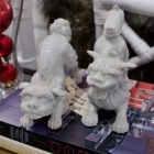 Pair of MCM foo dogs - white porcelain