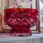 8” diameter red to clear cut crystal bowl