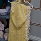 Yellow crochet baby blanket & bonnet