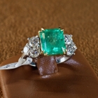 3.33Ct emerald, 1.31Ct diamond ring