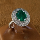 3.37Ct emerald, 1.20Ct diamond ring