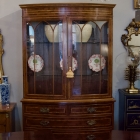 English inlaid burl wood chest & bookcase