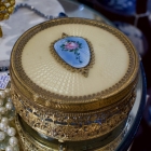 Lovely brass filigree & glass dresser box