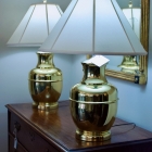 Pair of brass lamps