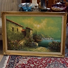 Beautiful ocean cliff seaside scene oil on canvas