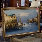 Harbor scene oil on canvas