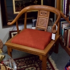 Pair of antique Chinese horseshoe chairs in elm wood