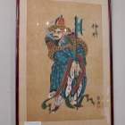 Asian watercolor on silk - warrior guardian