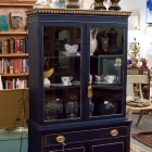 Navy painted & gilded china / book cabinet