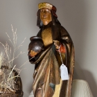 16th-17th century France hand carved polychrome wood figure of a saint, Cosmas