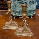 Regency style heavy brass candlesticks