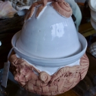 Pottery w/ fish / sea shells covered dish