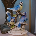 Blue jay floral frog centerpiece