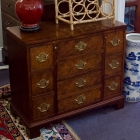 Baker Chippendale style burl walnut flip top serving chest