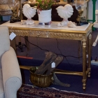 Gold gilted marble top console table