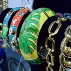 Wide hinged fern bangle
